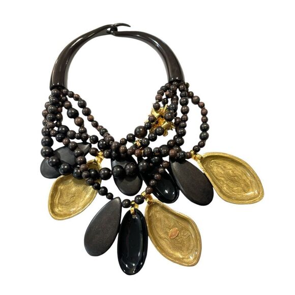 ALEXIS BITTAR Lucite Pendants with Crystal & Stone Accents Statement Necklace - Picture 5 of 10